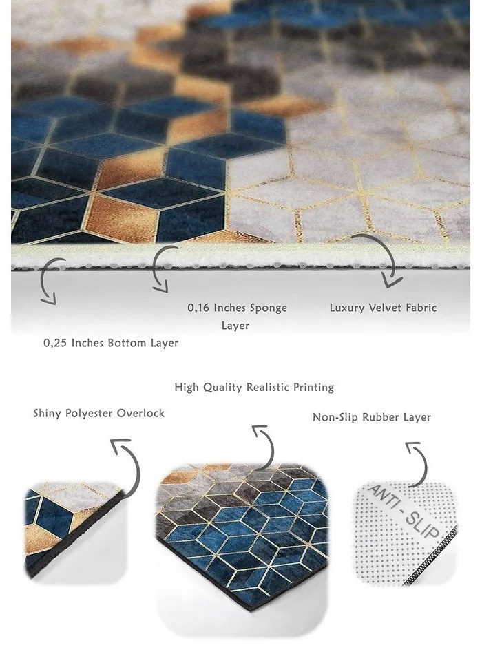 Kék-szürke fürdőszobai kilépő szett 2 db-os 60x100 cm Optic – Mila Home