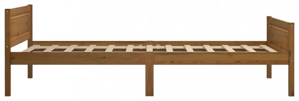 mézbarna tömör fenyőfa ágykeret 100 x 200 cm