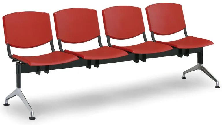 Design műanyag pad, 4 üléses, fekete