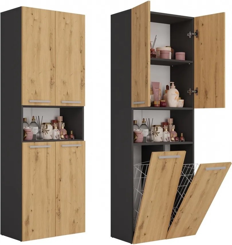 2K DK fürdőszoba szekrény, antracit-tölgy