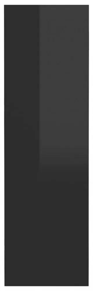 4 db magasfényű fekete szerelt fa fali cipősszekrény 60x18x60cm