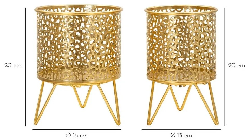 Fém virágtartó állvány szett 2 db-os ø 16 cm (magasság 20 cm) Piny – Mauro Ferretti