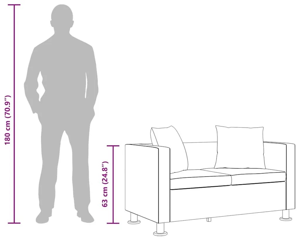 fekete 2 személyes műbőr kanapé