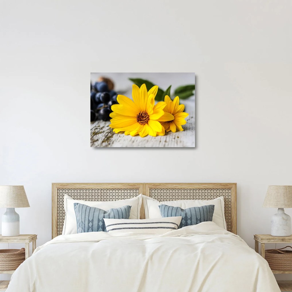 Sárga virágok képe (üvegen) (70x50 cm)