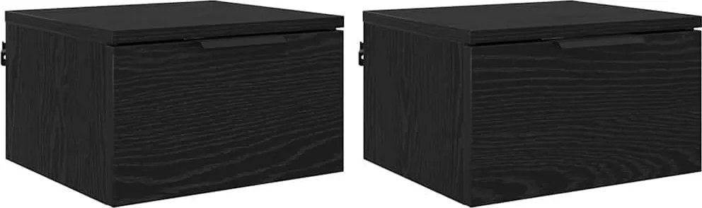 vidaXL Éjjeliszekrény 2 pcs Fekete tölgy 34 x 30 x 20 cm Faanyag
