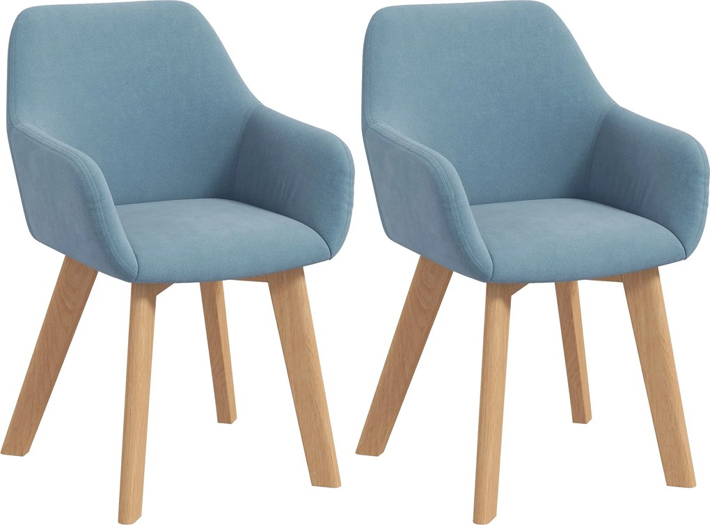 HOMCOM 2db Modern Étkezőszék - Konyhai Székek Bársonyos Kárpitozással, Háttámlával, Karfával és Gumifa Lábakkal - 120 kg Teherbírás - 54x57x80 cm Vilá