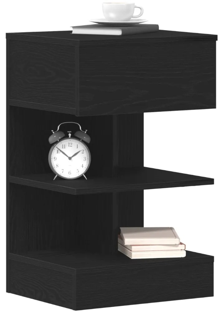 Éjjeli asztal 2 db Fekete Tölgy 40x35x65 cm Mérnöki Fa