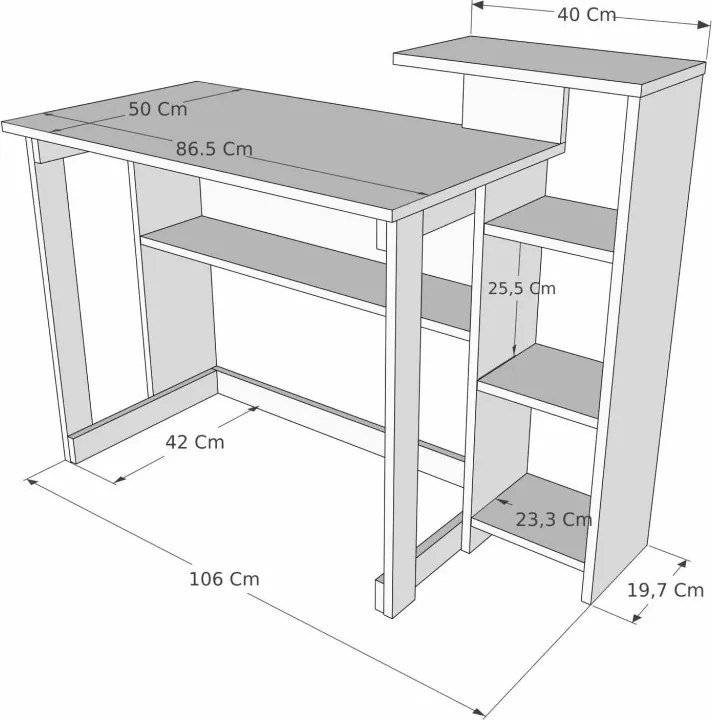 Saye íróasztal, atlanti fenyő-antracit, 106 cm