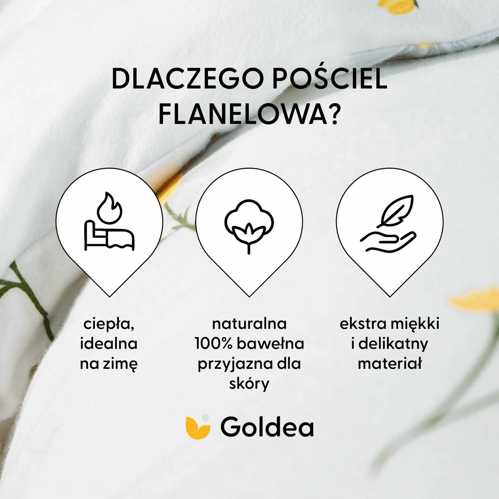 Goldea flanel ágyneműhuzat - kamilla virágok 140 x 200 és 70 x 90 cm