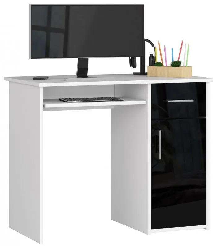 Agarn PIN íróasztal, fehér, fényes fekete színben