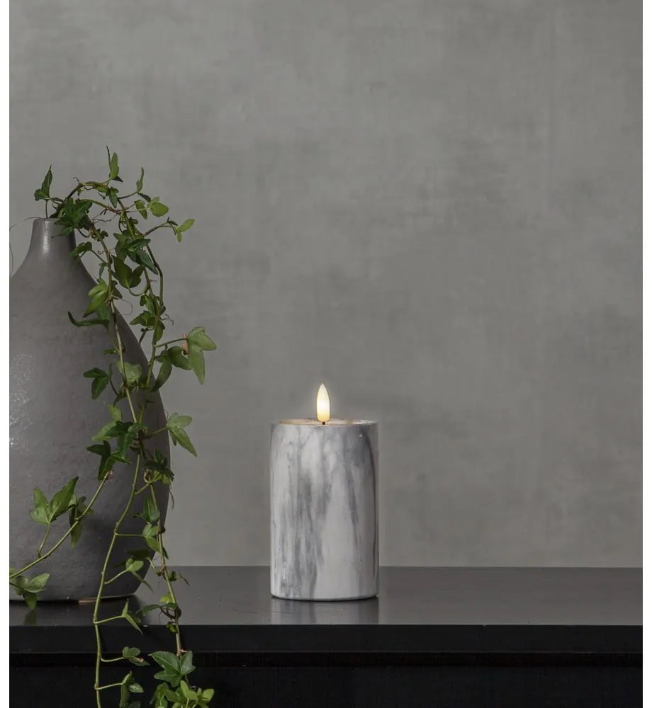 Flamme Marble szürke-fehér LED beton gyertya, magasság 15 cm - Star Trading