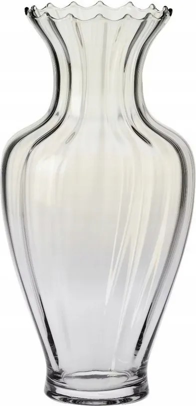 Magas szürke faragott váza 42 cm füstszínű Krosno