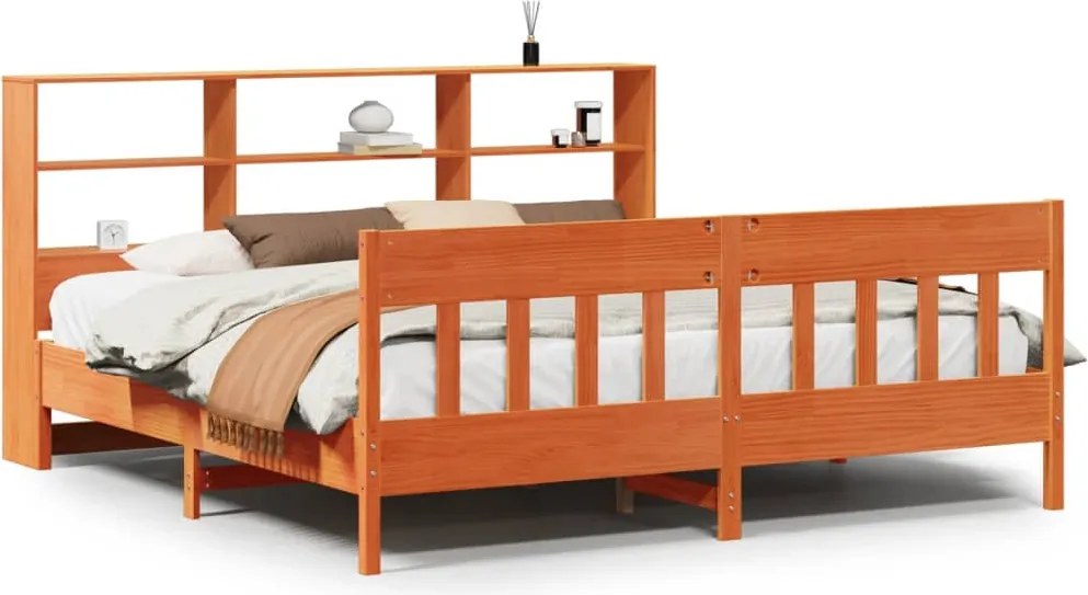 vidaXL viaszbarna tömör fenyőfa ágy matrac nélkül 180 x 200 cm