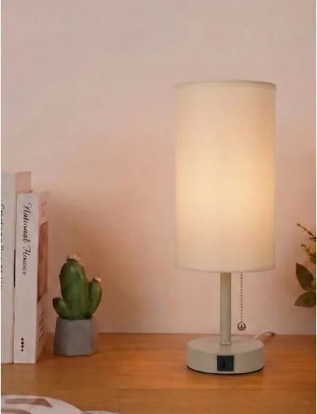 Brilagi - Asztali lámpa USB-porttal TABLON 1xE27/25W/230V bézs/krémszínű