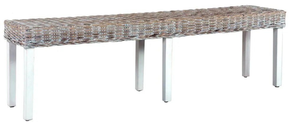 fehér természetes kubu rattan és tömör mangófa pad 160 cm