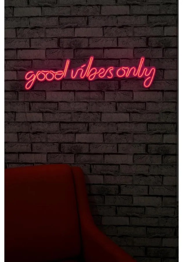 Műanyag LED-es fali dekoráció, Good Vibes Only - Pink