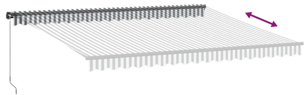 antracitszürke és fehér kézzel kihúzható napellenző 450x350 cm