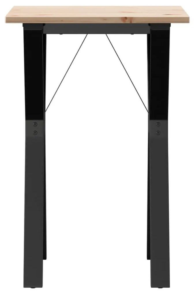 tömör fenyőfa és acél étkezőasztal Y-vázzal 50x50x75 cm