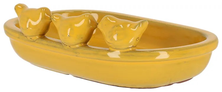 Kerámia madáritató és etető tál, 29 cm, sárga