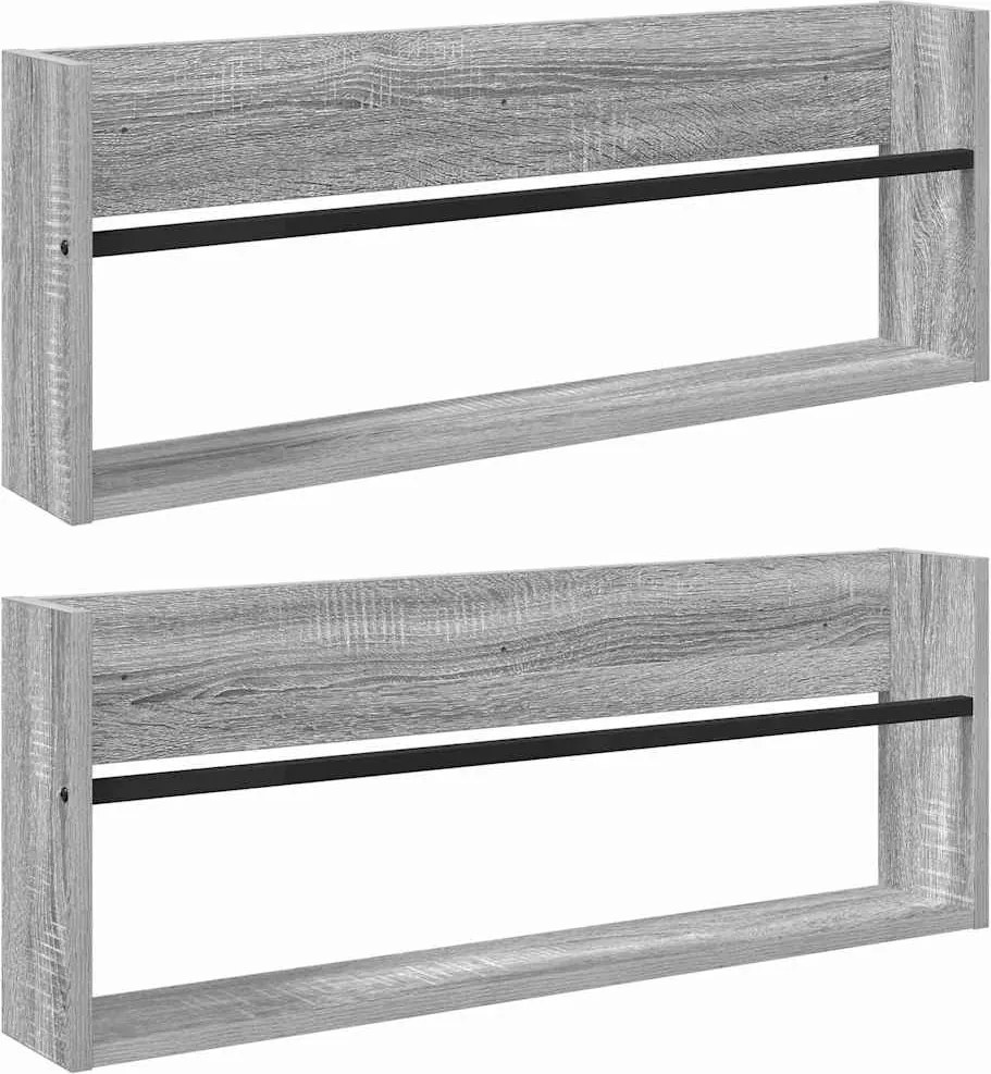 vidaXL Magazin állvány 2 pcs Szürke Sonoma 80 x 12 x 30 cm Faanyag