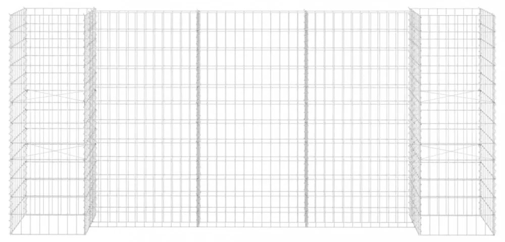 H alakú acéldrót virágtartó gabion 260 x 40 x 120 cm