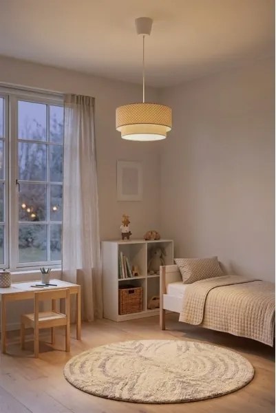 Brilagi-LED BOHO BOBO kábeles függeszték, 1xE27/60W/230V, átm. 40 cm, pöttyös, bézs/krém.