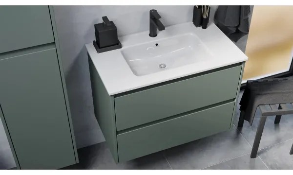 MOLDE 80 cm-es fürdőszobai szekrény mosdóval, zöld