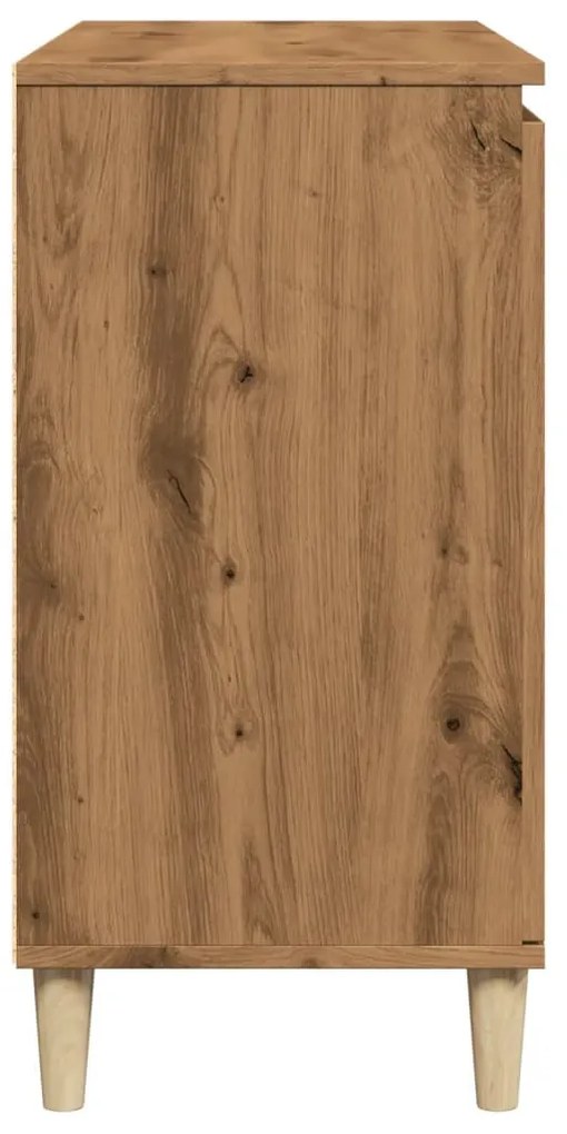 kézműves tölgy színű szerelt fa tálalószekrény 102 x 35 x 70 cm