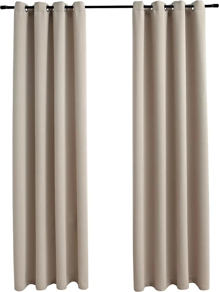 vidaXL 2 db bézs sötétítőfüggöny fémgyűrűkkel 140 x 225 cm