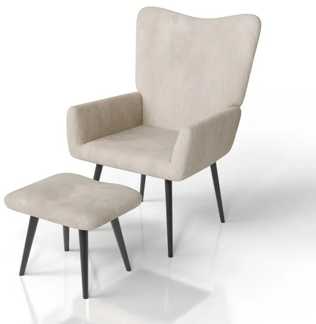 Juskys Odense fotel lábtartóval – bézs