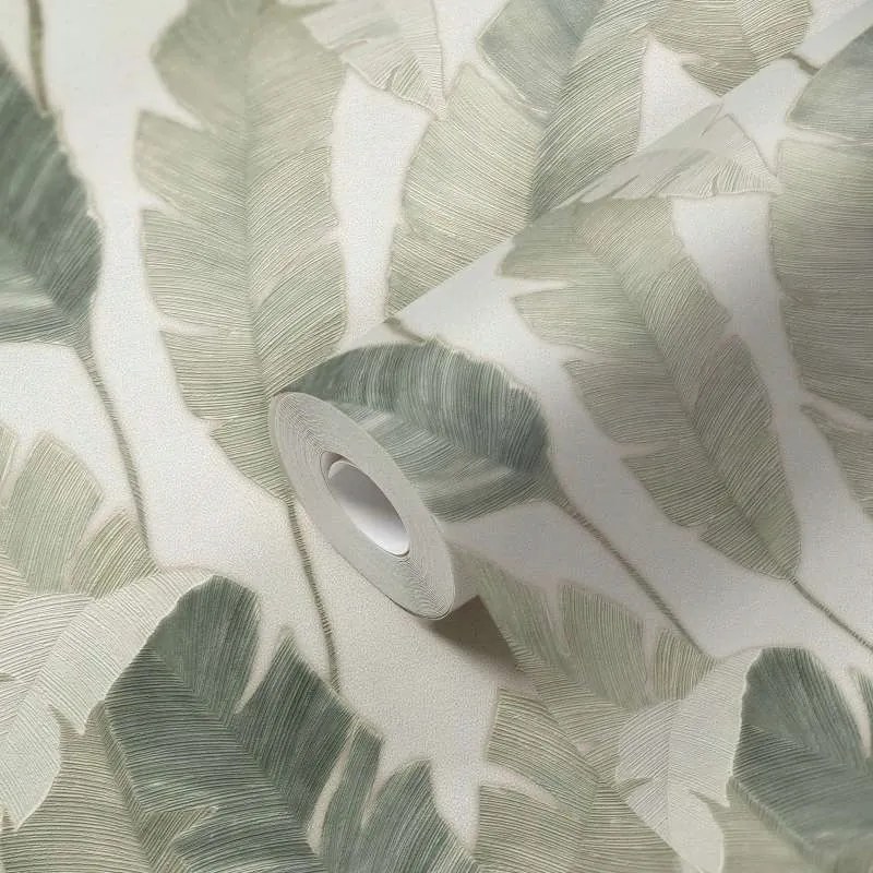 Vinyl tapéta 3D mosható zöld banánlevél 10 m