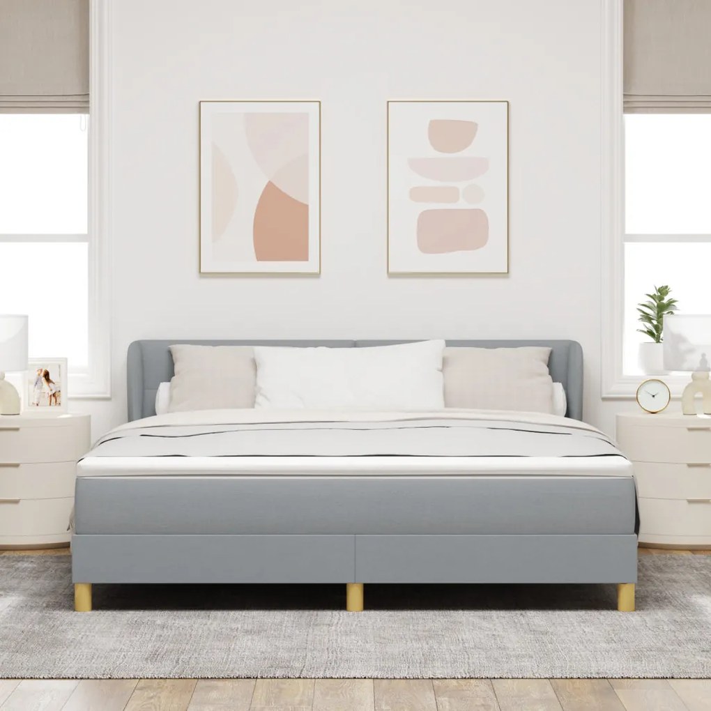 Boxspring Ágy Matrac nélkül Világosszürkében, 180x200 cm, Szövet