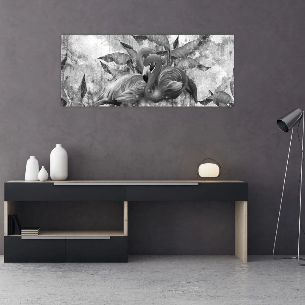 Kép - Flamingók graffiti (120x50 cm)