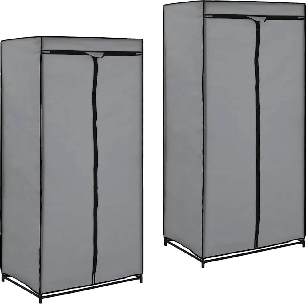 vidaXL 2 db szürke ruhásszekrény 75 x 50 x 160 cm