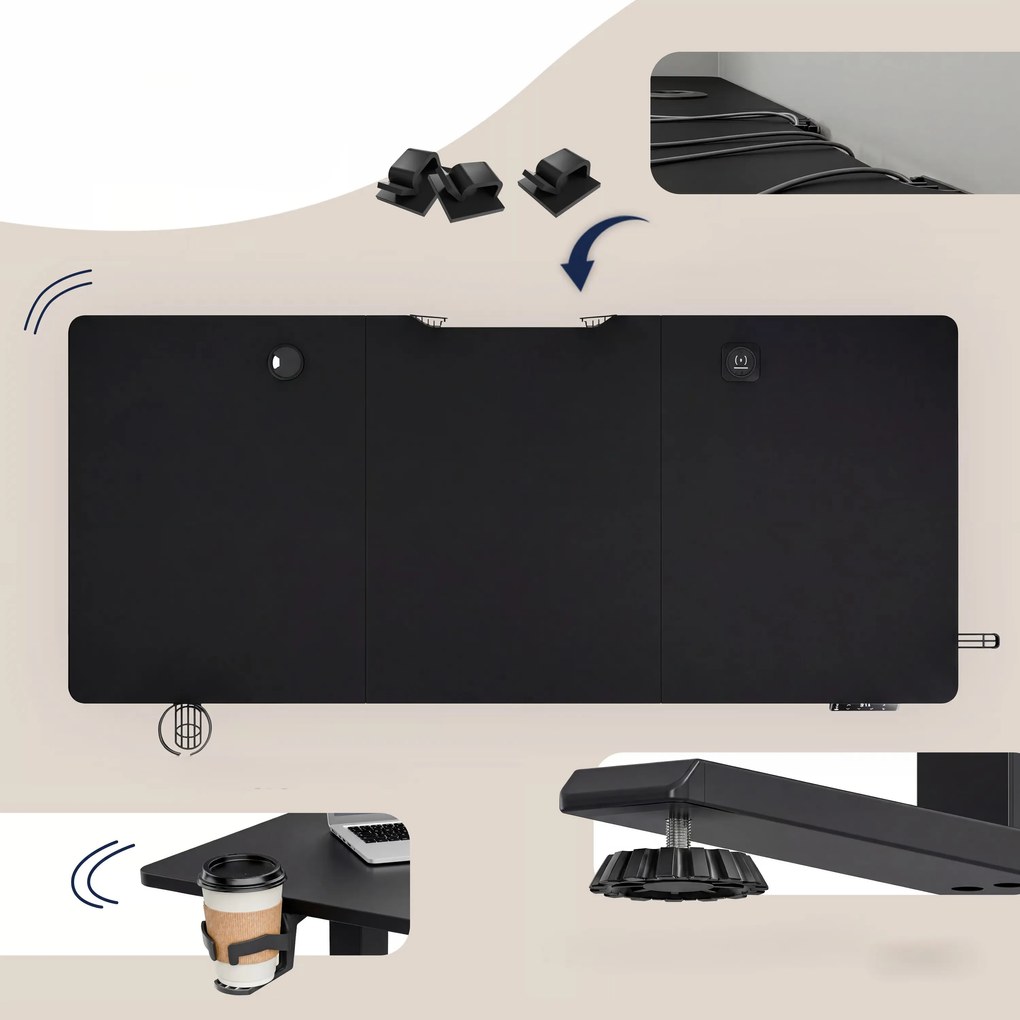 Deuba Magasságban állítható asztal 120x60x117cm - fekete