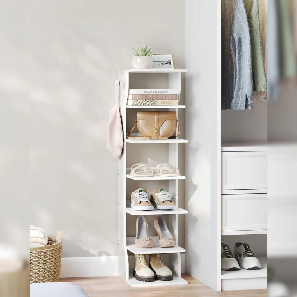 CINDY cipőtartó, 6 szint, 30x26,4x110,4 cm, fehér Vasagle