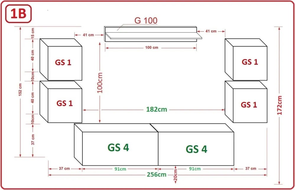 Prince Concept 41 nappali bútor szett magasfényű fehér (256CM)