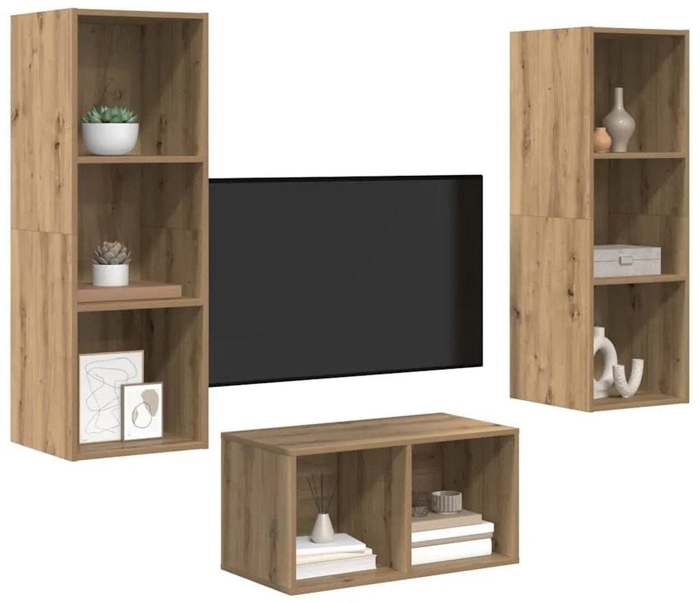 TV szekrény garnitúra kézműves tölgy 37 x 37 x 107 cm Faanyag