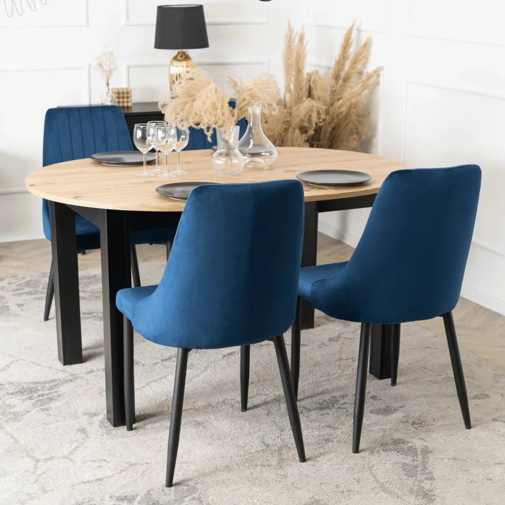 Krzesło BARI Granatowe Welurowe