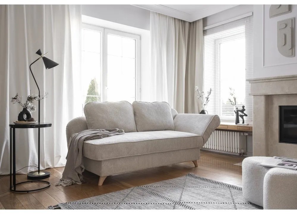 Bézs kordbársony heverő (jobb oldali) Chic Charlotte – Miuform