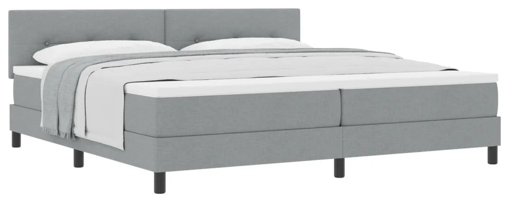 Box Spring ágy matraccal világosszürke 200x200 cm szövet