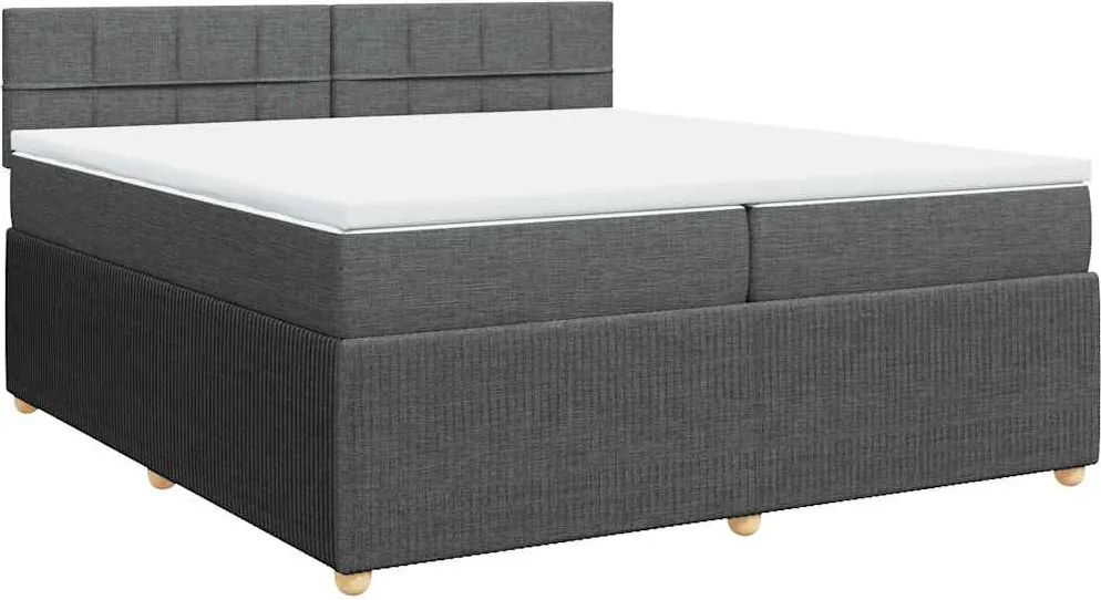 vidaXL sötétszürke szövet rugós ágy matraccal 200 x 200 cm