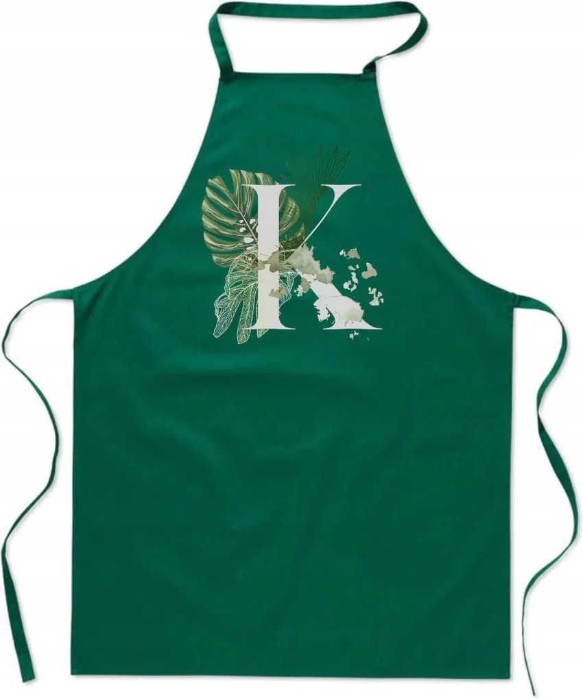 Konyhai Kötény zöld K Betűvel Kőbánya Klaudia Kamilla FA_412_z
