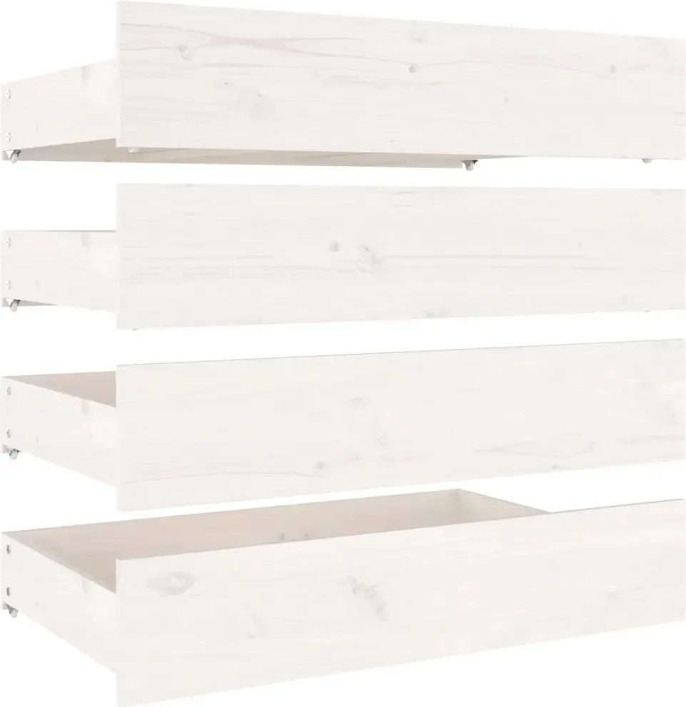 Fa Fiókok 4 Db Ágy Alá Fehér Fenyő 120 140 160 X 200