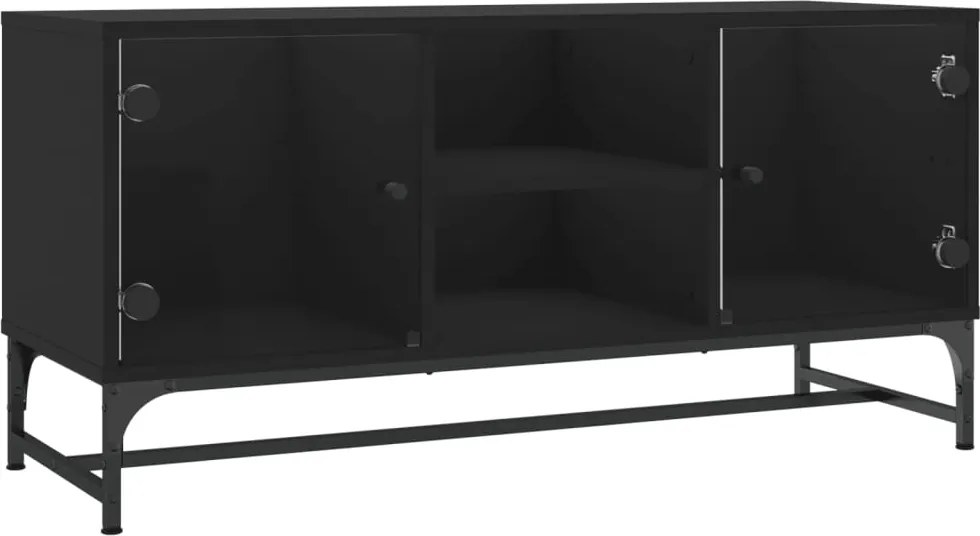 vidaXL fekete TV-szekrény üvegajtókkal 102 x 37 x 50 cm