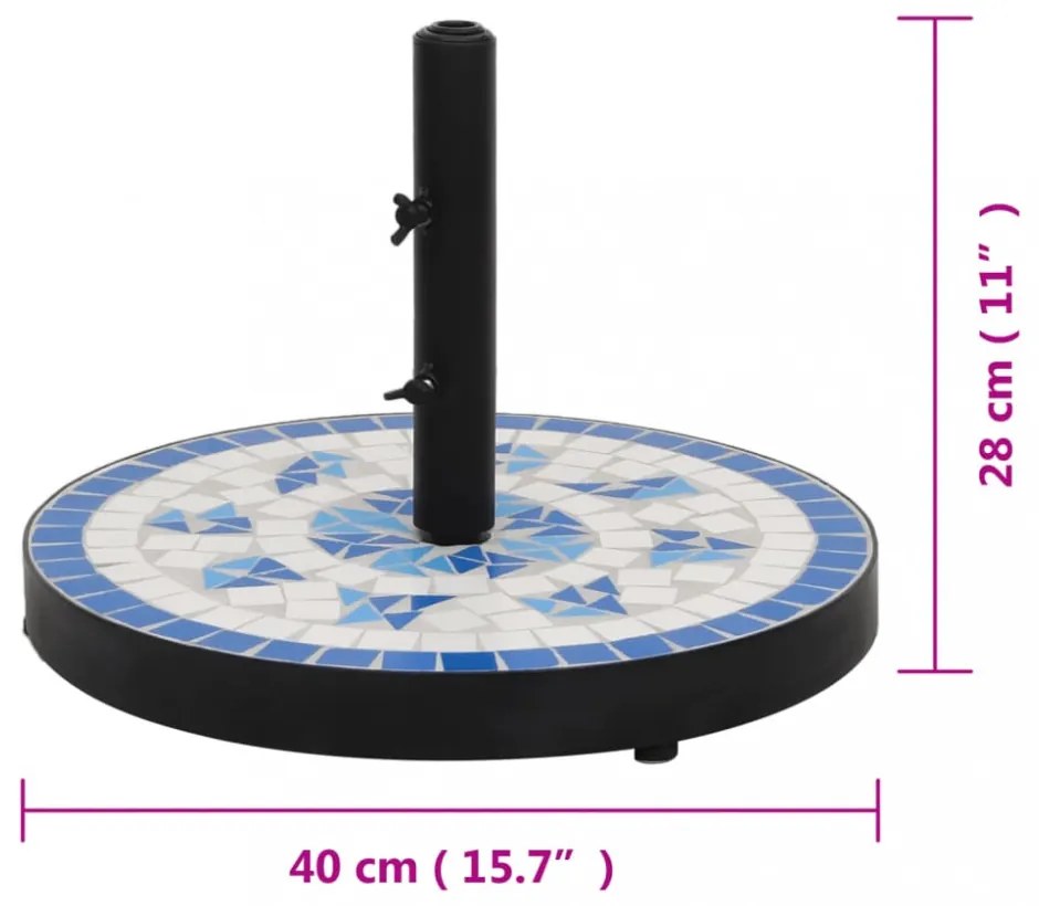 kék és fehér kerek napernyő talp 12 kg