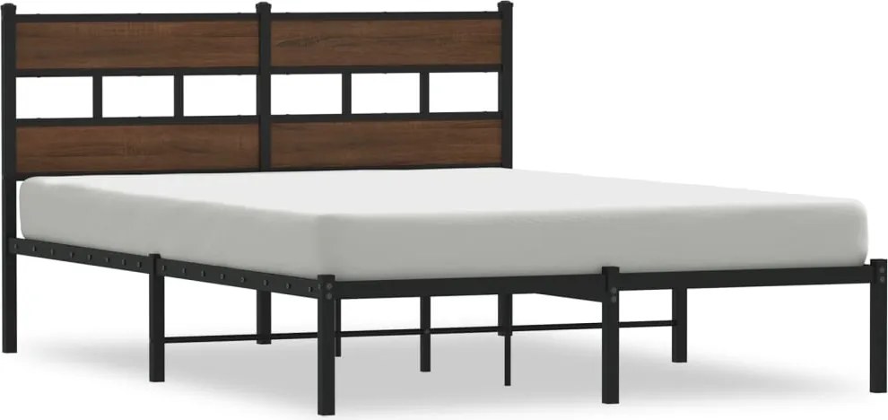 vidaXL barna tölgy színű fejtámlás ágykeret matrac nélkül 140 x 190 cm