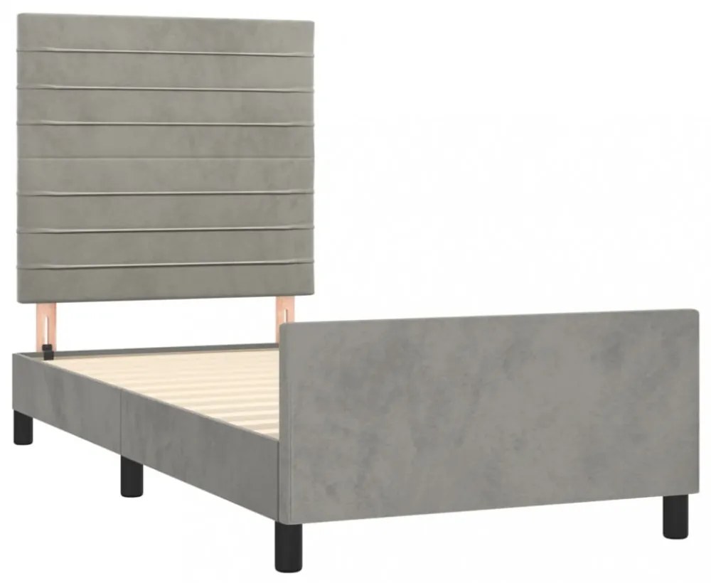 világosszürke bársony ágykeret matrac nélkül 100x200 cm