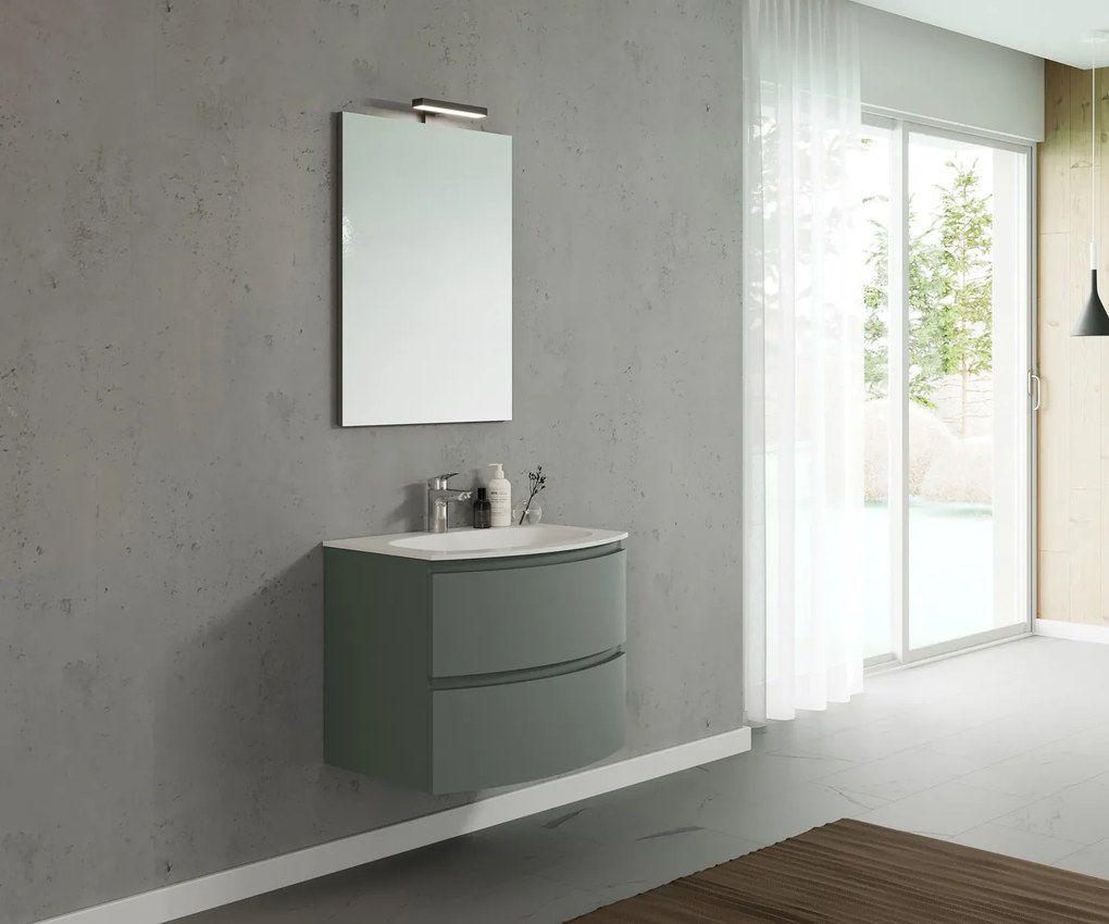 Armonia 70 cm-es fürdőszobaszekrény zöld + mosdó