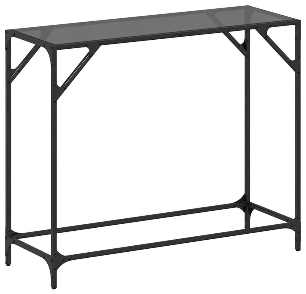 acél tálalóasztal fekete üveglappal 98 x 35 x 81 cm